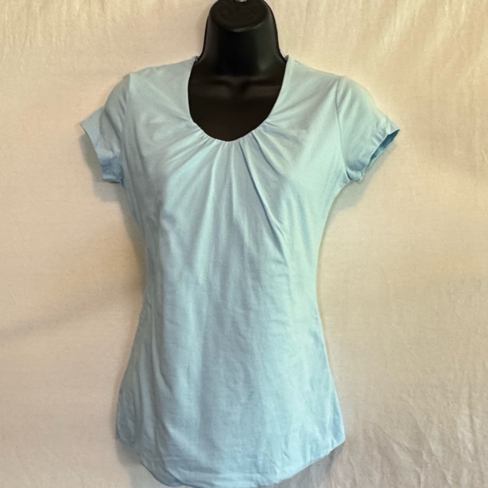 F-47 Merona Light Blue Short Sleeve Pullover Blouse Size‎ XS